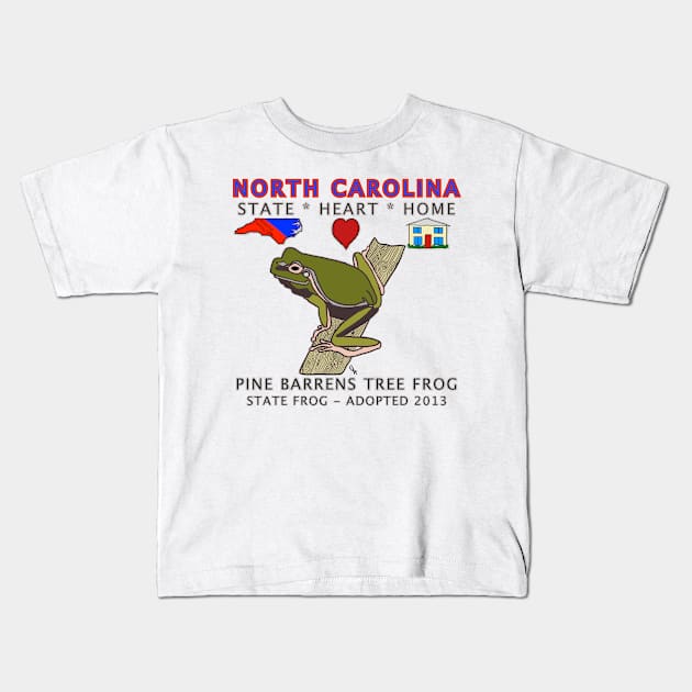 North Carolina - Frog - State, Heart, Home - State Symbols Kids T-Shirt by cfmacomber